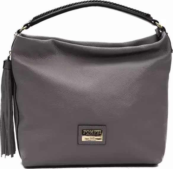 Pompei Donatella Gray Leather Women Shoulder Bag