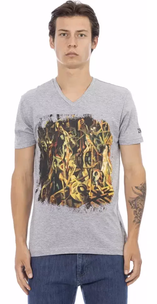 Trussardi Action Gray Cotton Men T-Shirt