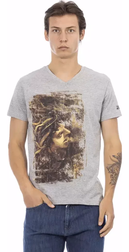 Trussardi Action Gray Cotton Men T-Shirt