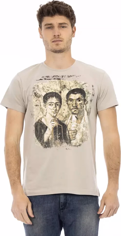Trussardi Action Beige Cotton Men T-Shirt