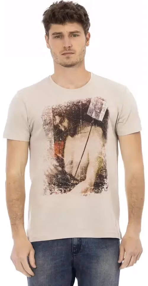 Trussardi Action Beige Cotton Men T-Shirt