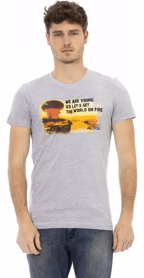 Trussardi Action Gray Cotton Men T-Shirt