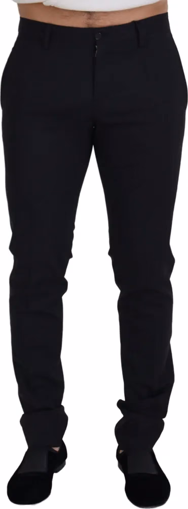 Dolce & Gabbana Black Wool Chino Formal Pants