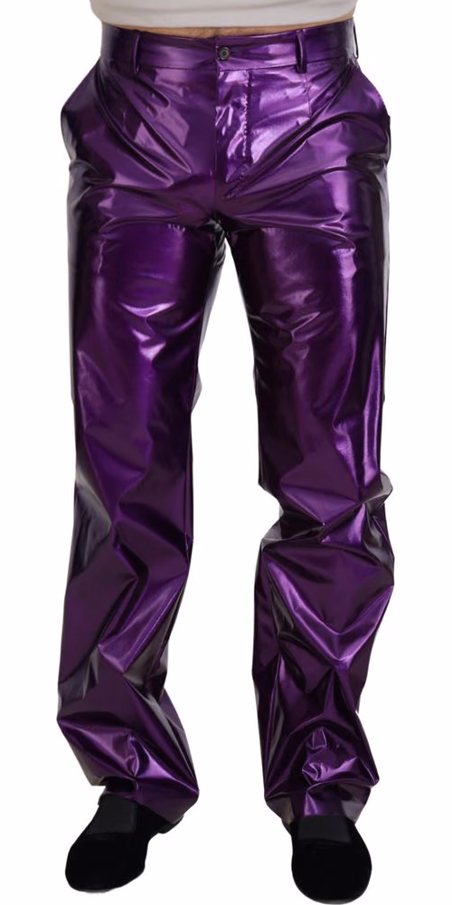 Dolce & Gabbana Purple Shining Men Casual Pants