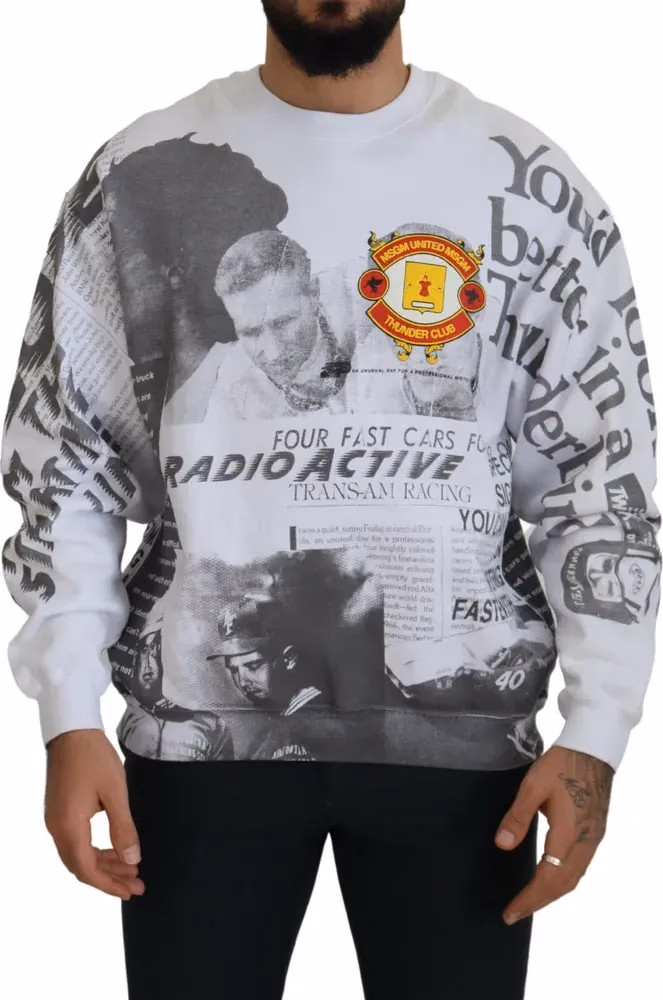 MSGM White Cotton Crewneck Pullover Sweatshirt Sweater
