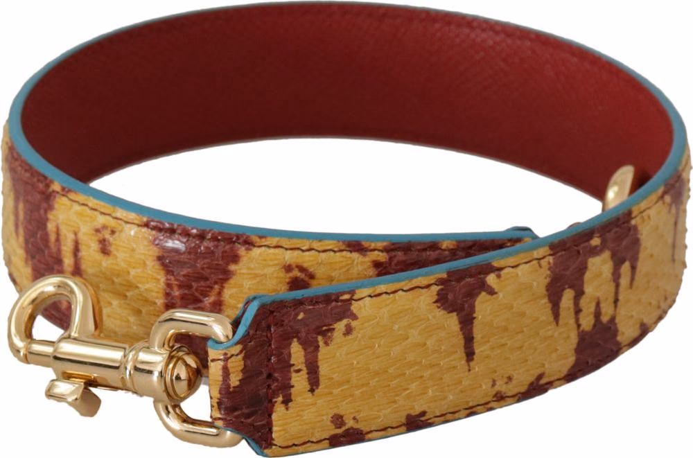 Dolce & Gabbana Yellow Red Leather Gold Tone Shoulder Strap