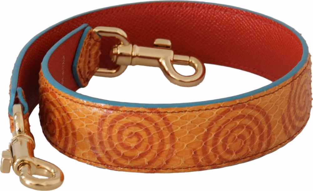 Dolce & Gabbana Orange Leather Swirl Print Bag Shoulder Strap