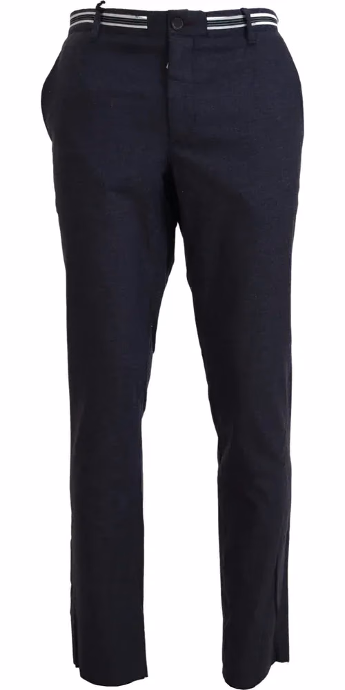 Domenico Tagliente Black Polyester Tapered Dress Pants