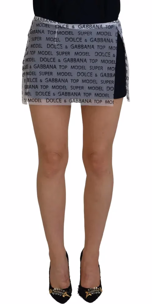 Dolce & Gabbana White Logo See Through A-line Mini Skirt