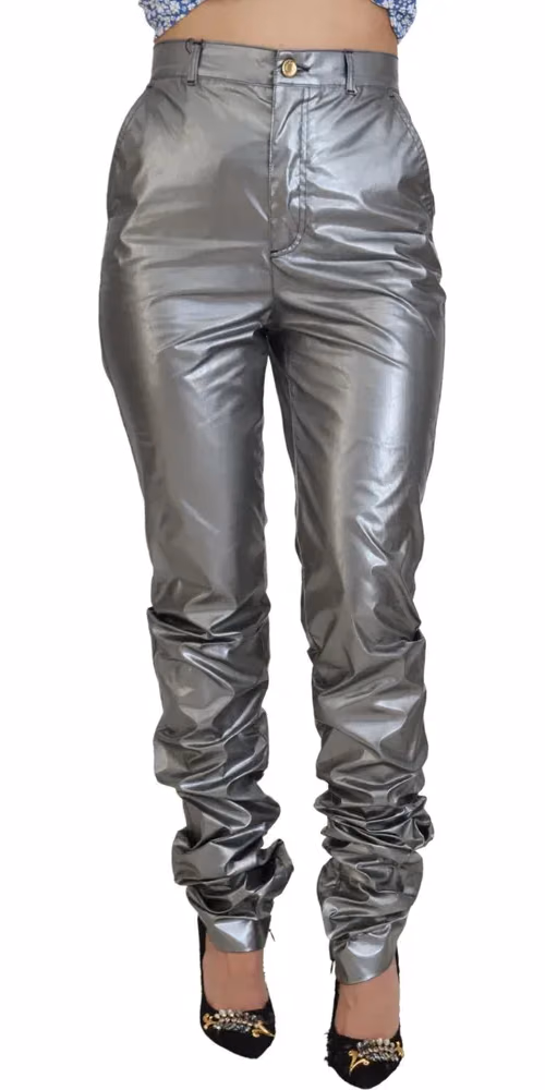 Dolce & Gabbana Metallic Silver High Waist Skinny Pants