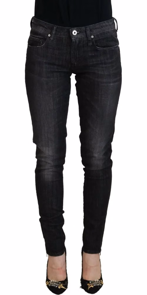 Fiorucci Black Cotton Low Waist Skinny Women Casual Jeans