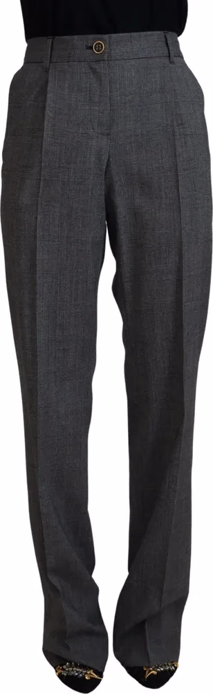 Dolce & Gabbana Gray High Waist Women Wool Pants