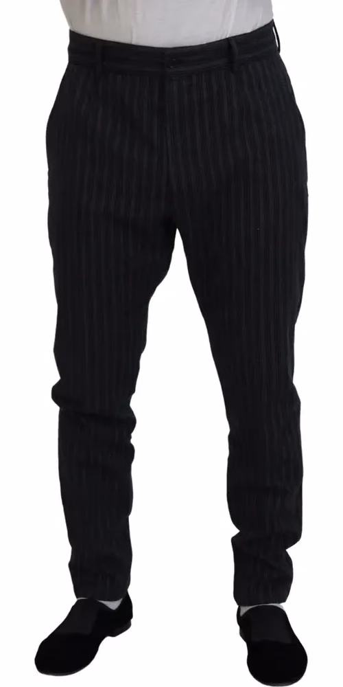 Dolce & Gabbana Dark Gray Stripes Chino Dress Pants