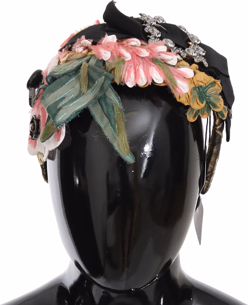Dolce & Gabbana Multicolor Tiara Floral Crystal Bow Diadem Headband