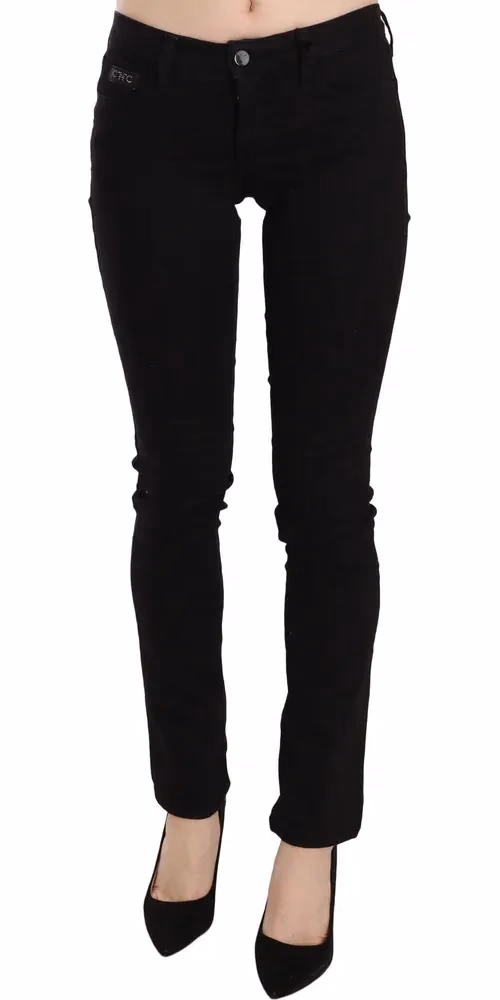 Costume National Black Sequined Mid Waist Slim Fit Denim Jeans