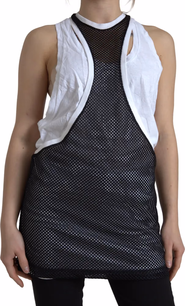 Dsquared² Black White Crewneck Sleeveless Tank Top