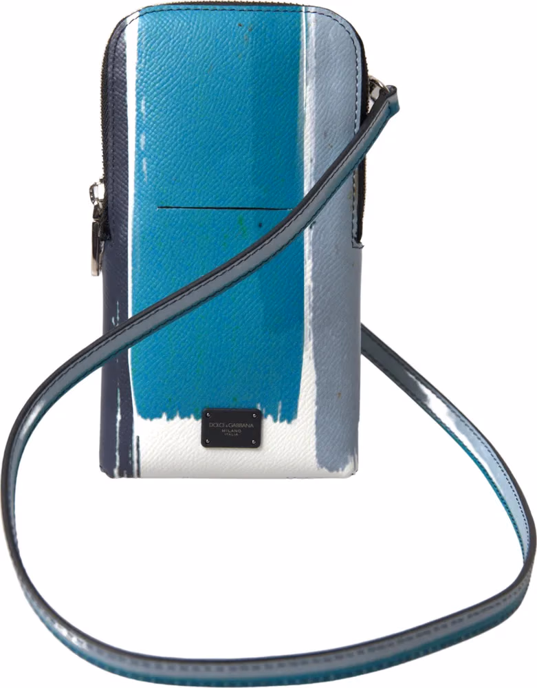 Dolce & Gabbana Blue Leather Purse Crossbody Sling Phone Bag Unisex
