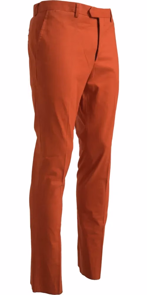 BENCIVENGA Orange Straight Fit Men Formal Trousers Pants
