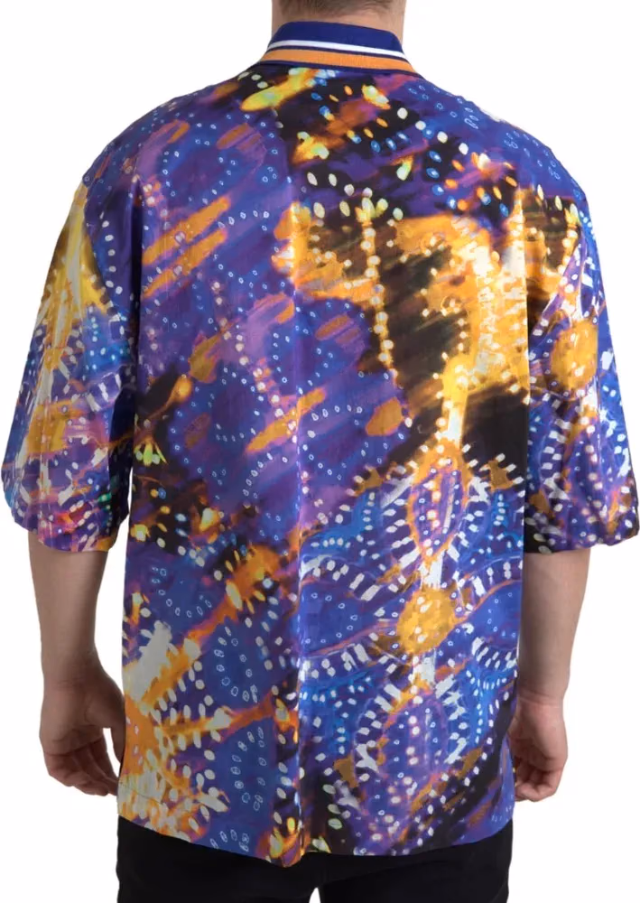 Dolce & Gabbana Luminaire Print Cotton Polo Top Men Shirt