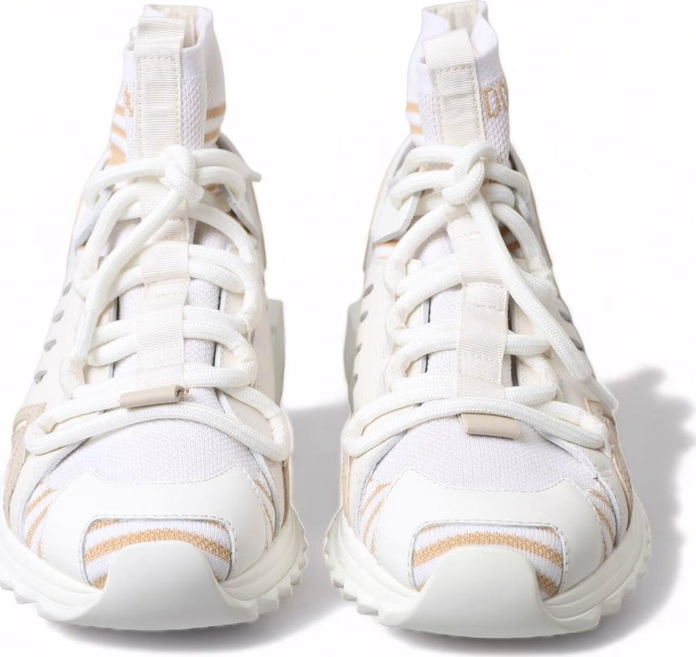 Dolce & Gabbana White Beige Sorrento Socks Sneakers Shoes