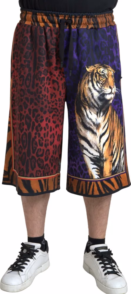 Dolce & Gabbana Multicolor Tiger Print Men Bermuda Shorts