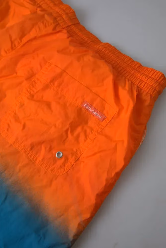 Dolce & Gabbana Orange Blue Gradient Beachwear Swimwear Shorts