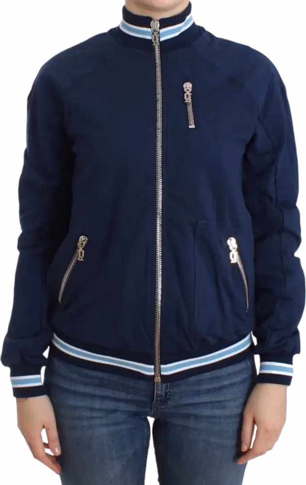 John Galliano Blue zip cotton cardigan
