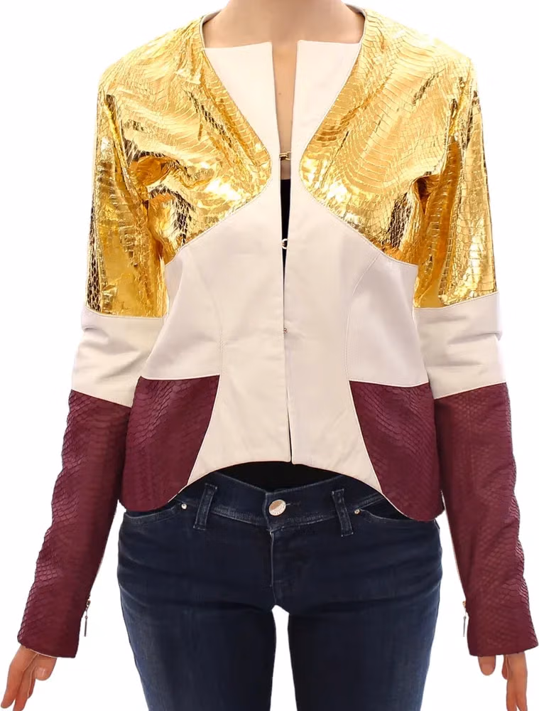 Vladimiro Gioia White Gold Purple Leather Jacket