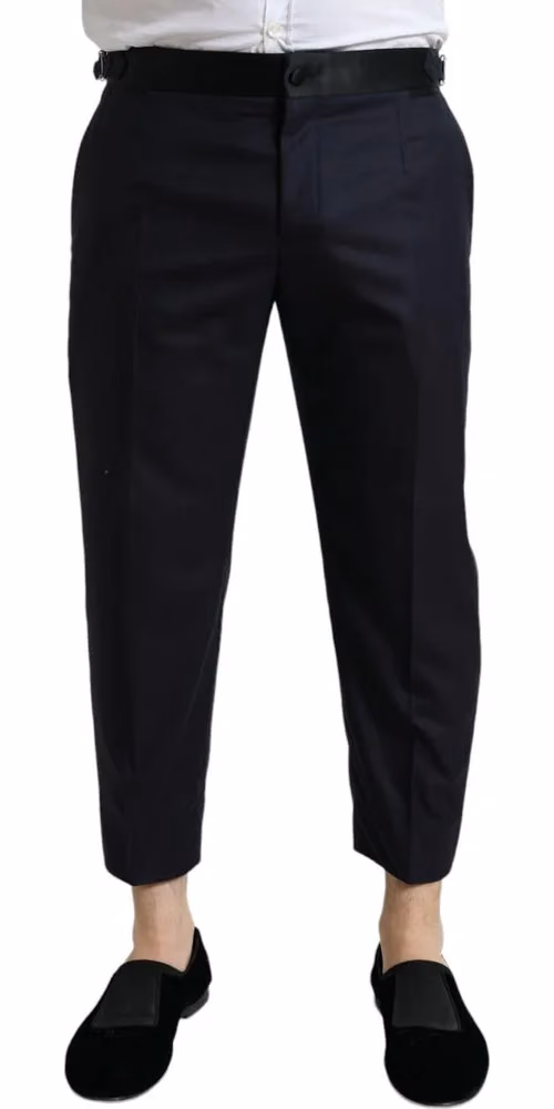 Dolce & Gabbana Blue Wool Cropped Tapered Pants