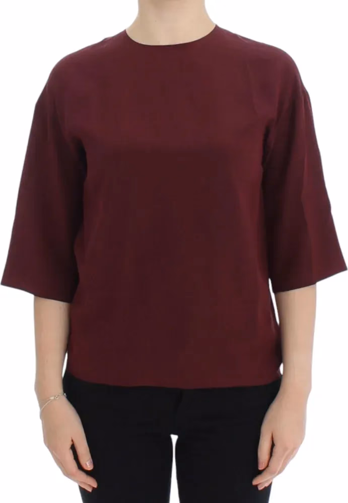 Dolce & Gabbana Red 3/4 sleeve silk blouse
