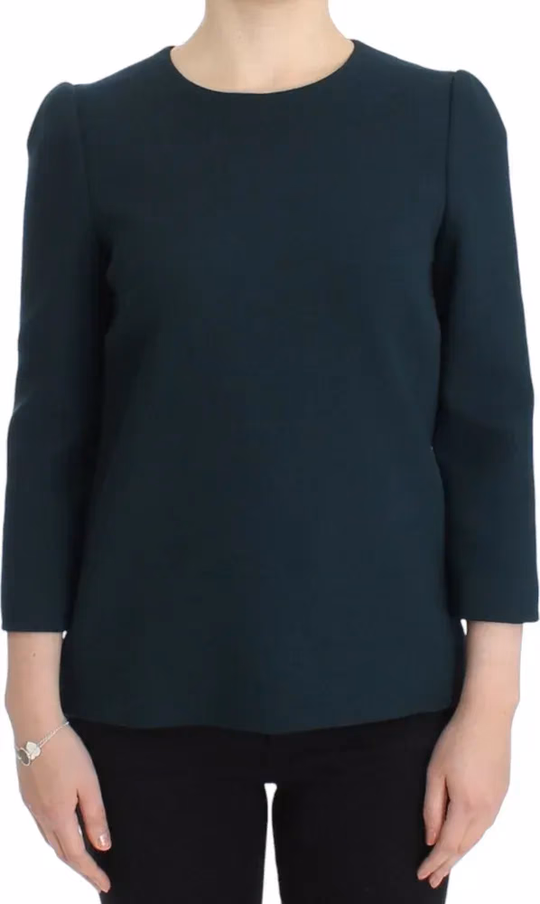 Dolce & Gabbana Green 3/4 sleeve wool blouse