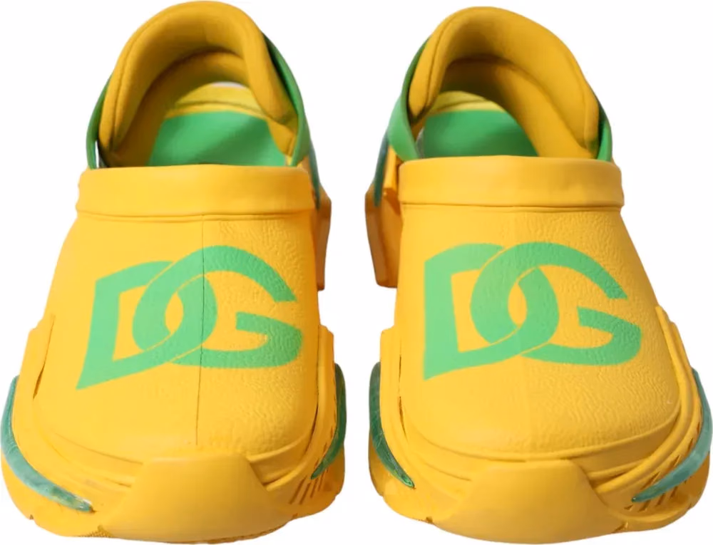 Dolce & Gabbana Yellow Green Rubber Clogs Men Slippers Men Shoes