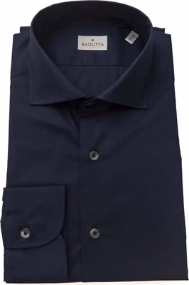 Blue Cotton Men's Slim Shirt