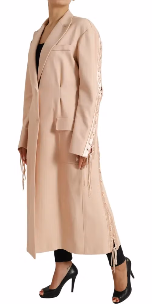 Dolce & Gabbana Beige Cotton Single Breasted Long Coat Jacket