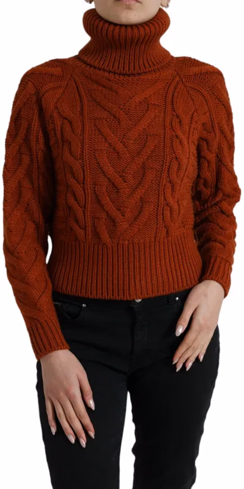 Dolce & Gabbana Brown Wool Knit Turtleneck Pullover Sweater