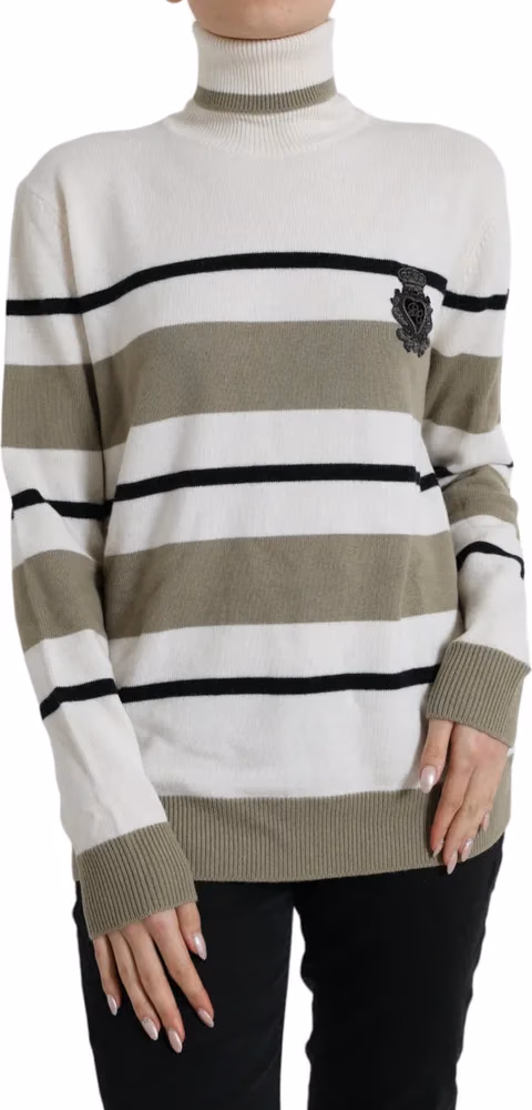 Dolce & Gabbana Multicolor Stripe Wool Logo Pullover Sweater