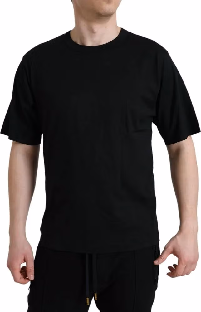 Dolce & Gabbana Black Logo Embossed Crew Neck Short Sleeves T-shirt