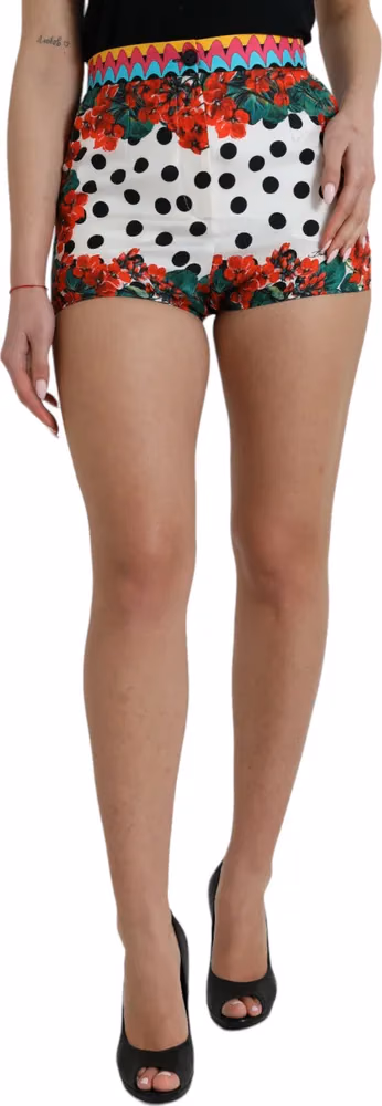 Dolce & Gabbana Multicolor Floral Polka Dot Hot Pants Shorts