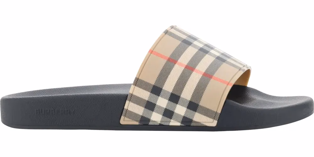 Burberry Brown Rubber Slides Sandals