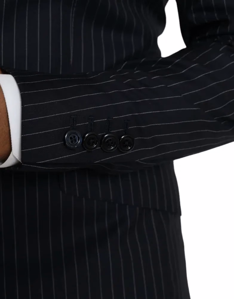 Dolce & Gabbana Dark Gray Stripe SICILIA Double Breasted Coat Blazer