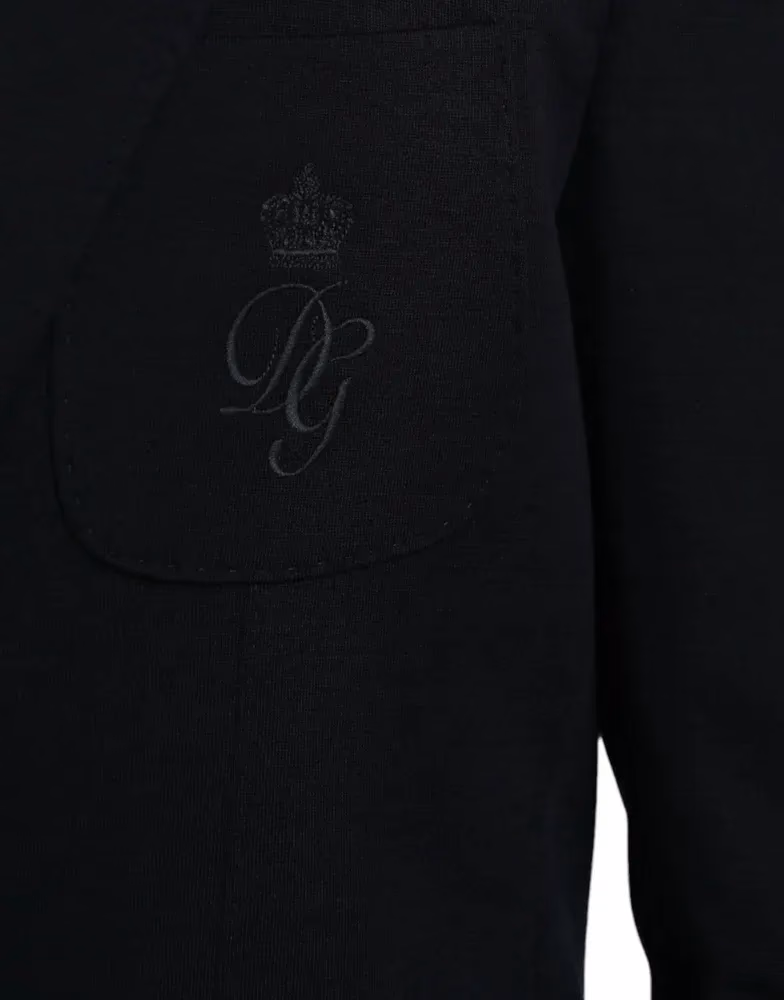 Dolce & Gabbana Dark Blue Wool Single Breasted Coat Blazer