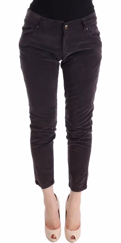 Ermanno Scervino Brown Cotton Cropped Casual Pants