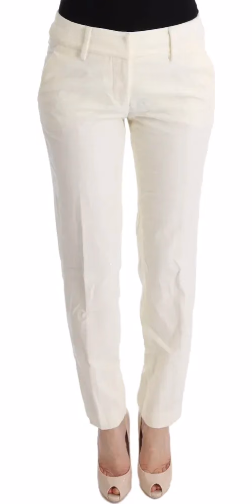 Ermanno Scervino White Cotton Regular Fit Casual Pants