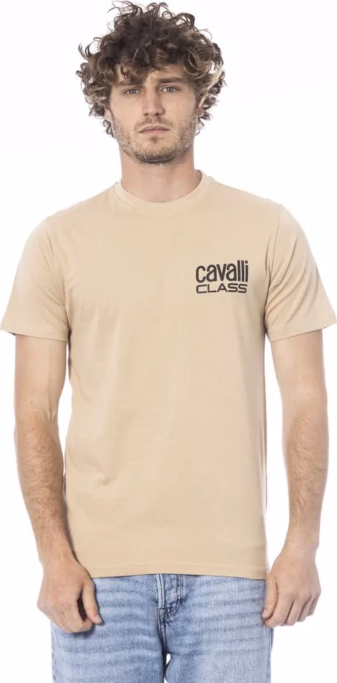Cavalli Class Beige Cotton Men T-Shirt