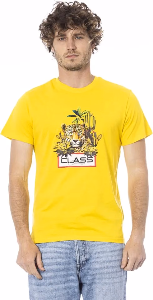 Cavalli Class Yellow Cotton Men T-Shirt