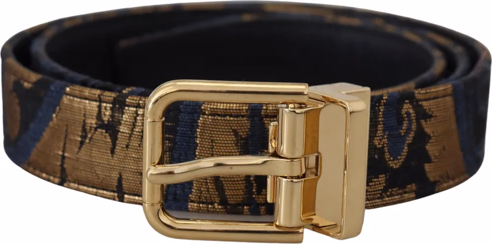 Dolce & Gabbana Multicolor Jacquard Leather Logo Buckle Belt