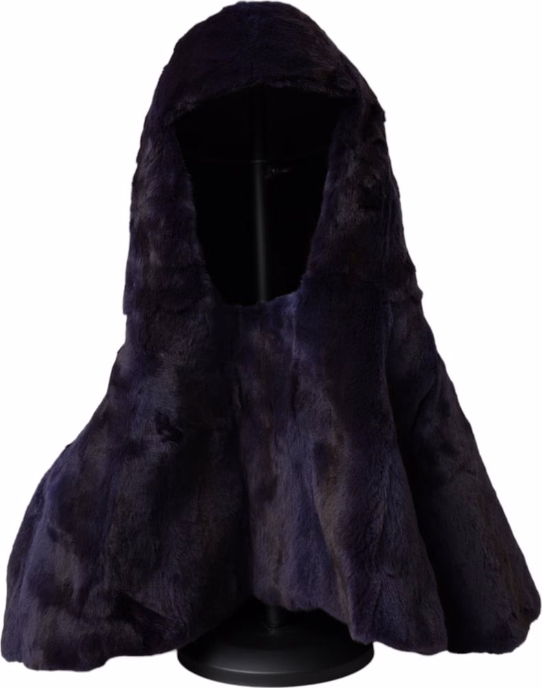 Dolce & Gabbana Black Weasel Fur Whole Head Wrap Hat