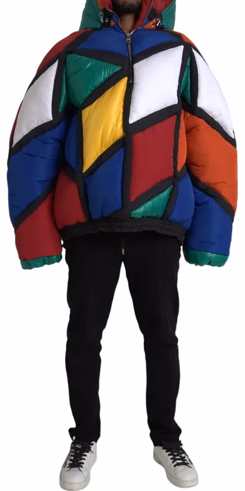 Dolce & Gabbana Multicolor Quilted Hooded Puffer Jacket