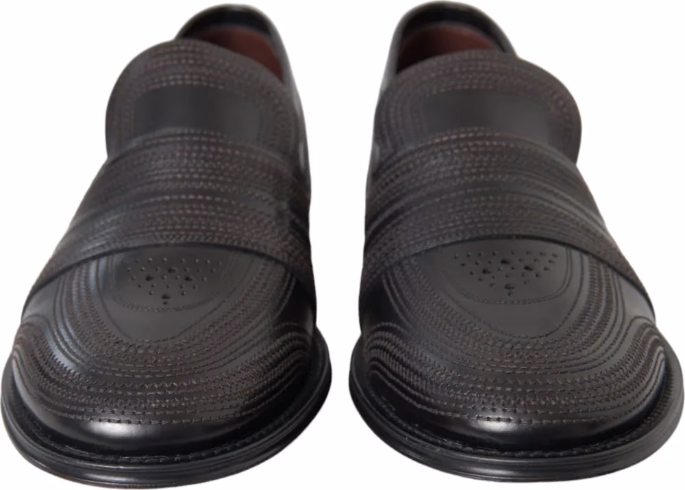 Dolce & Gabbana Black Brown Leather Loafer Men Dress Shoes