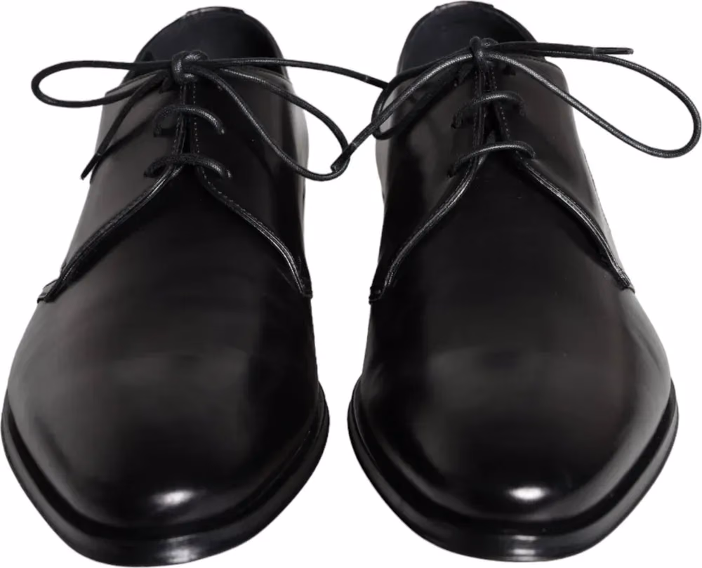 Dolce & Gabbana Black Calfskin Leather Derby Men Dress Shoes